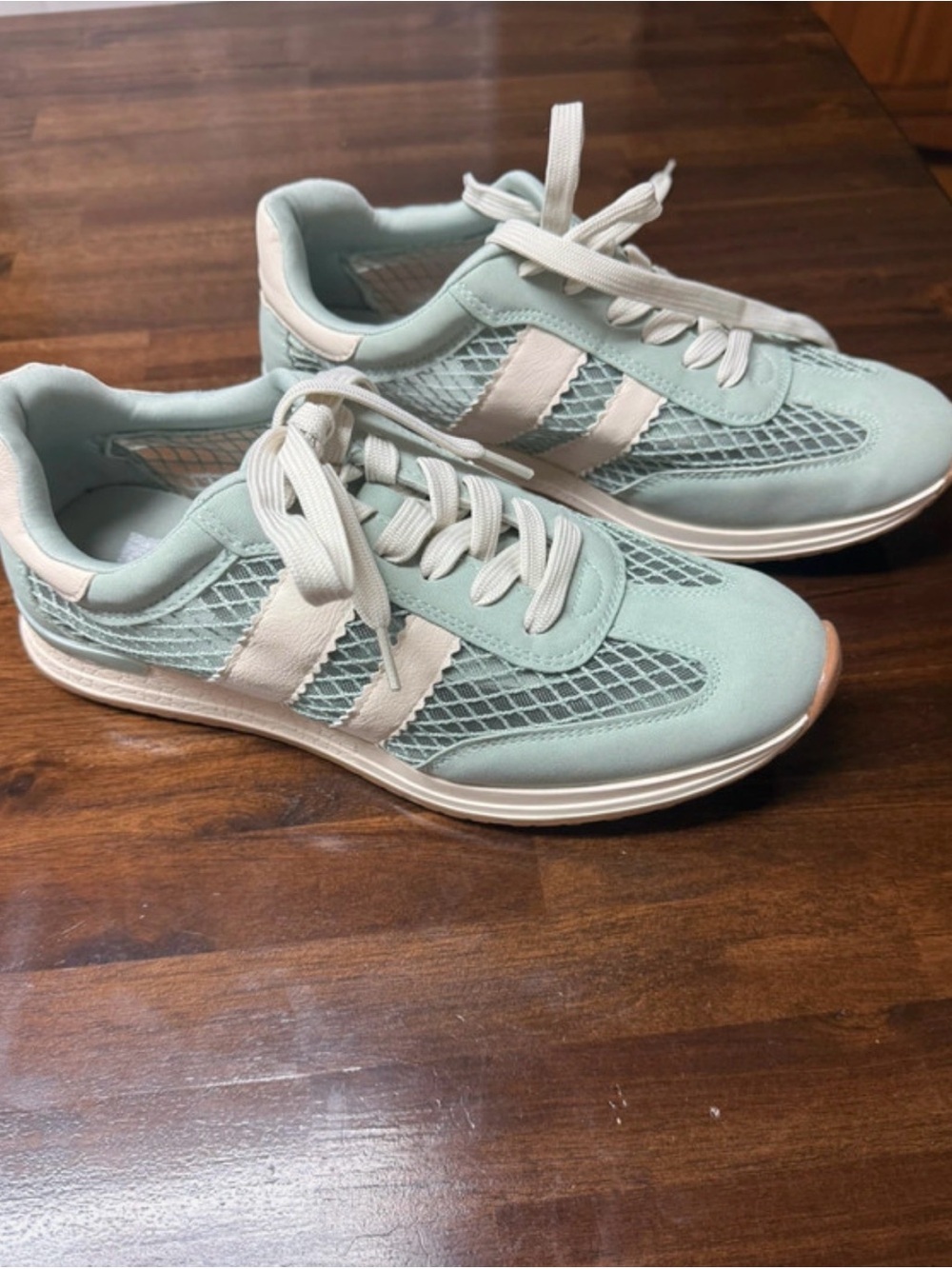 Dolce Vita Mint and Cream Mesh Lace-Up Sneakers
